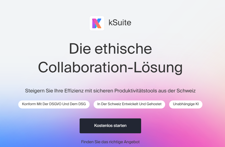 Startseite kSuite ethische Collaborator Lösung